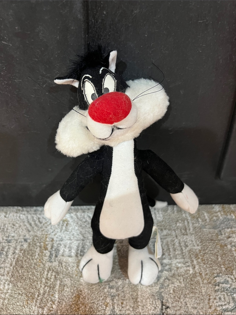 Vintage 90s Looney Tunes Sylvester Cat Plush Black White Stuffed Animal Toy z94